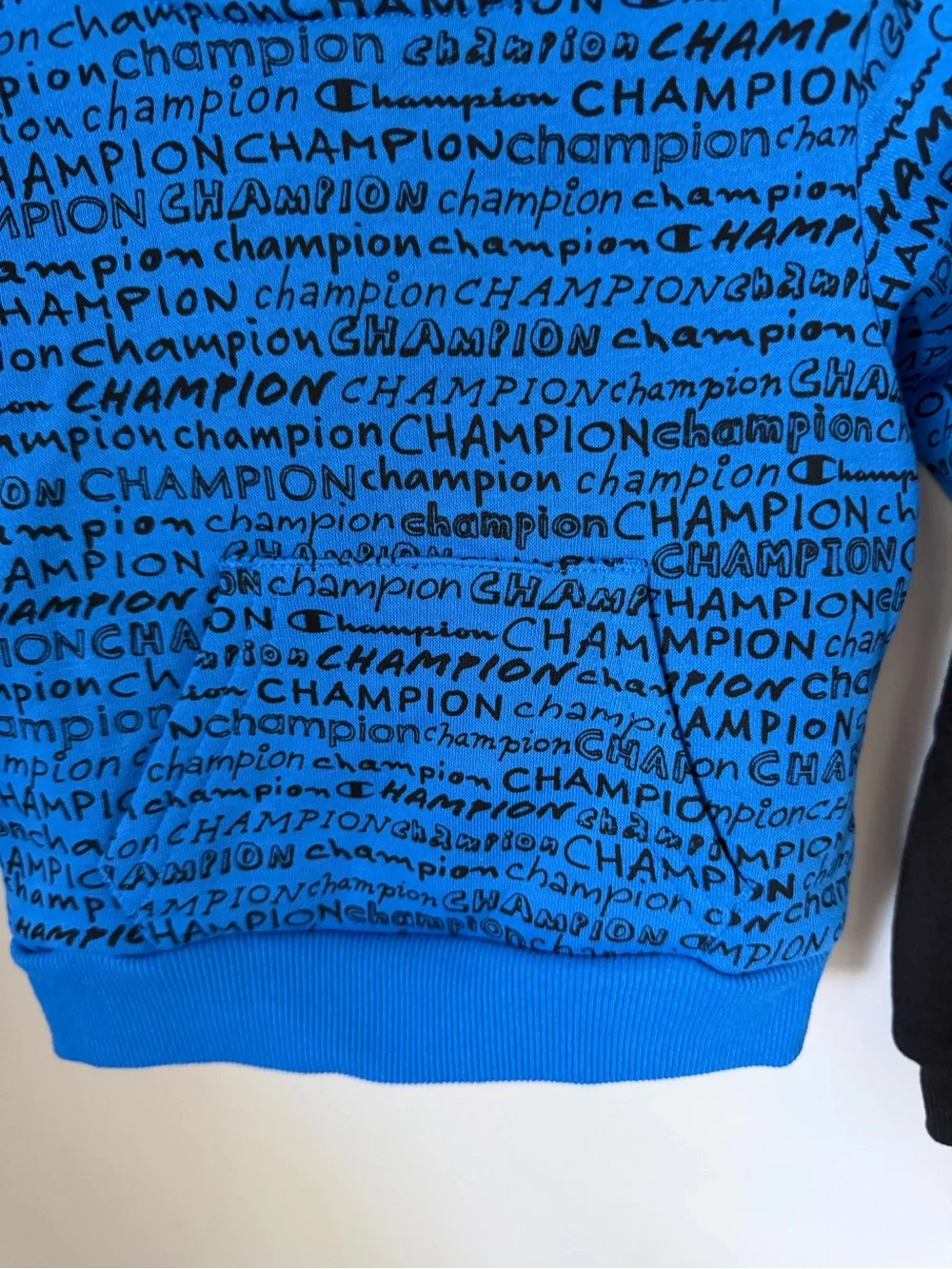 Champion Boys 6-9M 2pc Blue Logo Hoodie & Black Fleece Pants Set